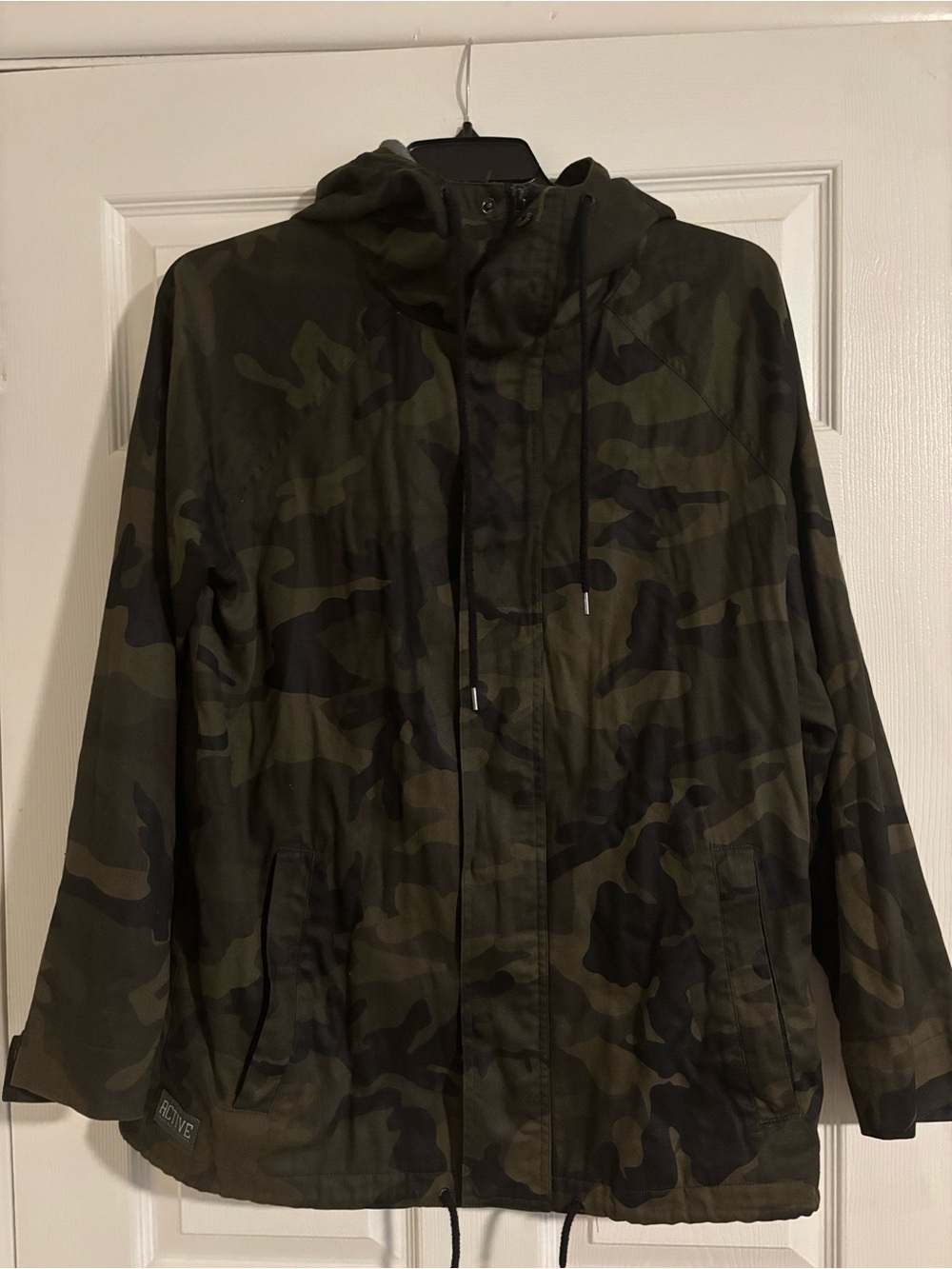 Active Brand Men's Camo Hooded Lined Jacket - Olive Green